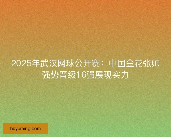 2025年武汉网球公开赛：中国金花张帅强势晋级16强展现实力