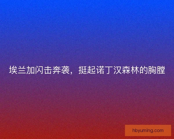 埃兰加闪击奔袭,挺起诺丁汉森林的胸膛 埃兰加闪击奔袭,挺起诺丁汉森林的胸膛
