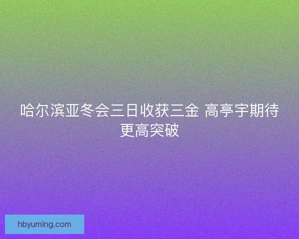哈尔滨亚冬会三日收获三金 高亭宇期待更高突破 哈尔滨亚冬会三日收获三金 高亭宇期待更高突破